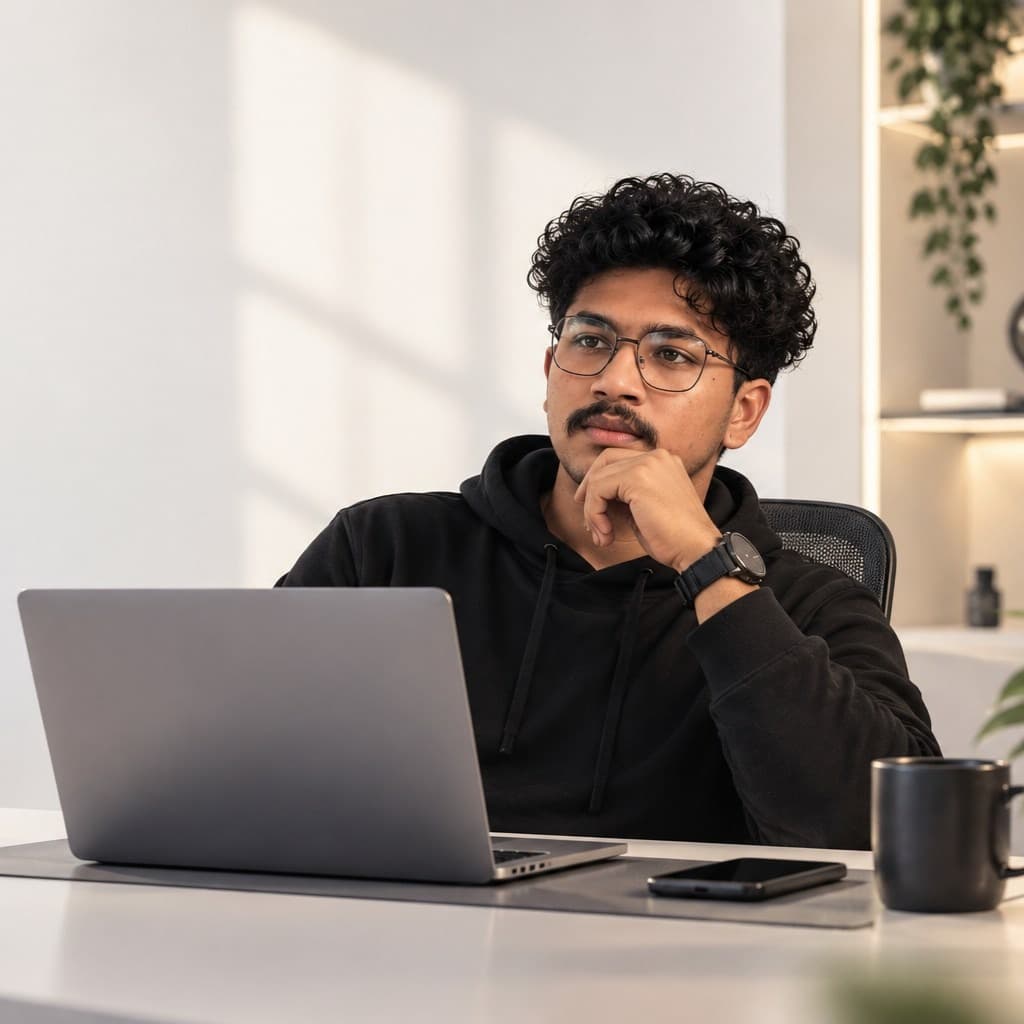 Muhammed Insaf A at his desk